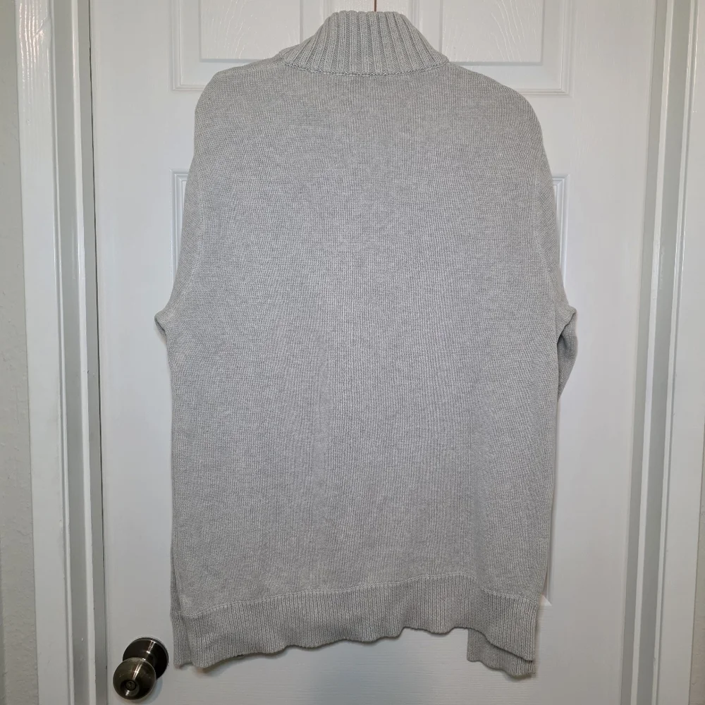 J.Crew Men’s Cotton Quarter-Zip Sweater – XL – Textured Knit Light Grey